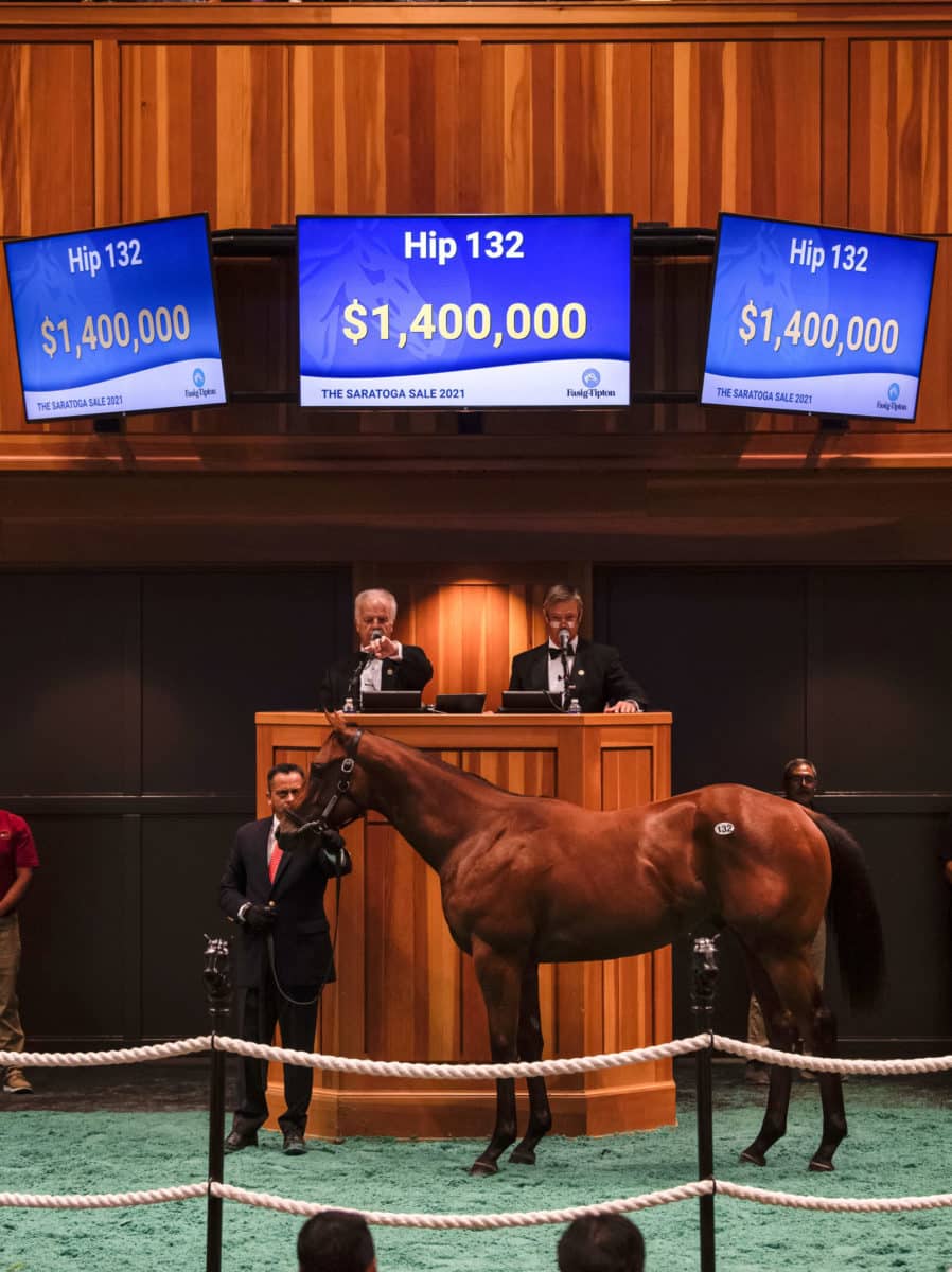 $1.4 million | Hip 132 colt o/o Lotta Kim | F-T Saratoga 2021 | Purchased by OXO Equine, Larry Best | Bred by Heaven Trees Farm