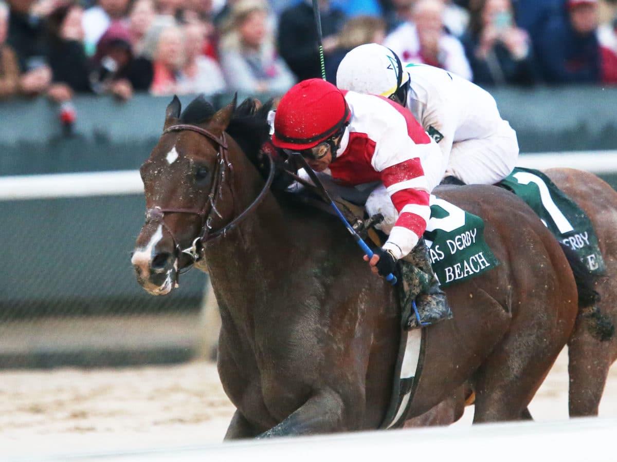 Omaha Beach takes the G1 Arkansas Derby finishing ahead of Improbable | 2019 | Coady Photography