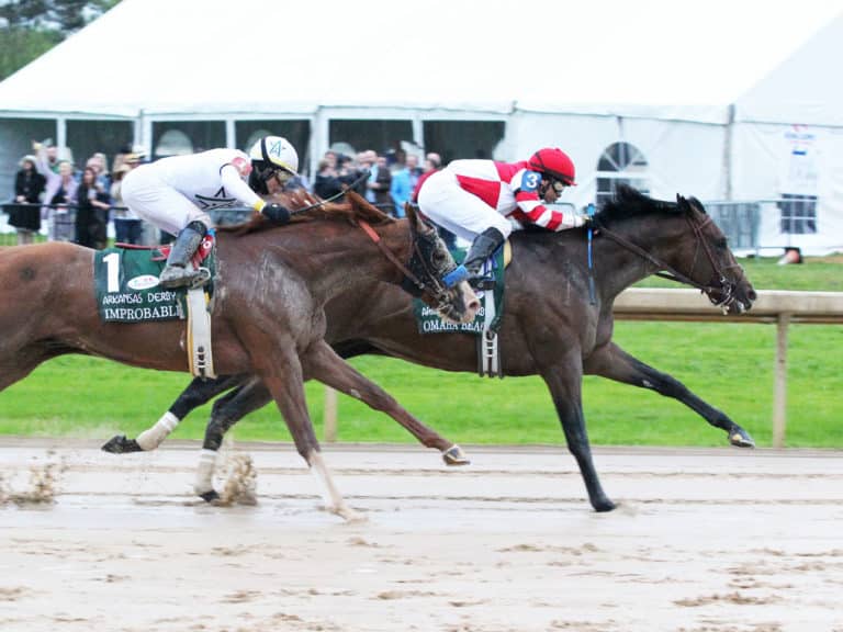 Omaha Beach takes the G1 Arkansas Derby finishing ahead of Improbable | 2019 | Coady Photography