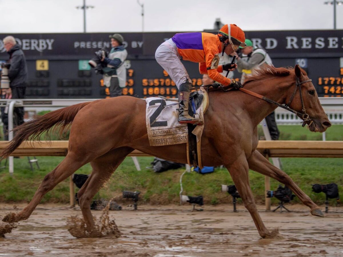 Leading female sprinter Kopion wins the 2025 Derby City Distaff (G1) on Kentucky Derby day at Churchill Downs | Kendall Wucker photo
