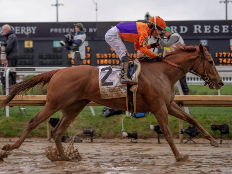 Leading female sprinter Kopion wins the 2025 Derby City Distaff (G1) on Kentucky Derby day at Churchill Downs | Kendall Wucker photo