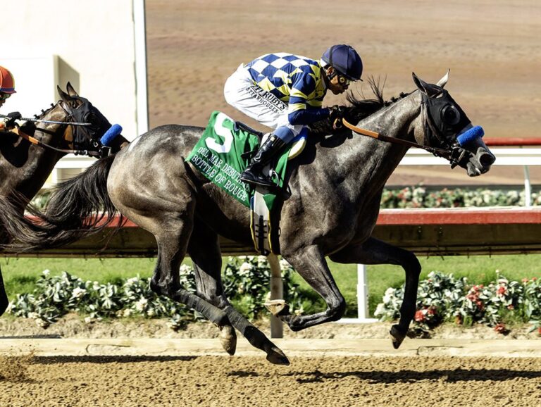 Leading 2yo filly Bottle of Rouge wins the 2025 Del Mar Debutante (G1) | Benoit photo 