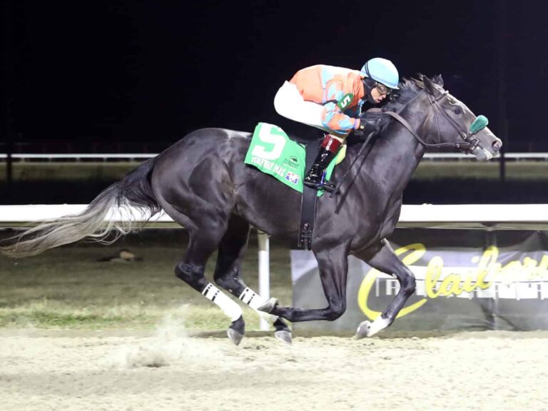Undefeated 3yo filly Hometown Bound wins the 2026 Turfway Prevue S. | Coady Media 