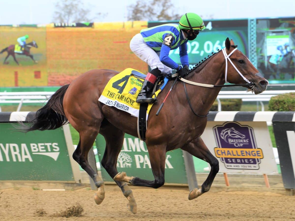 Jackie’s Warrior earns a 100 Beyer winning the Champagne-G1 | NYRA photo