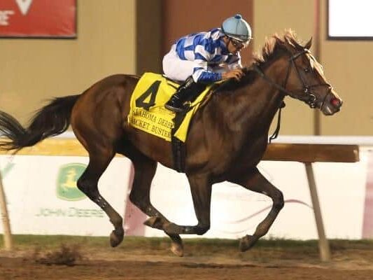 3yo colt Bracket Buster runs away with the 2025 Oklahoma Derby | Photo courtesy of Remington Park