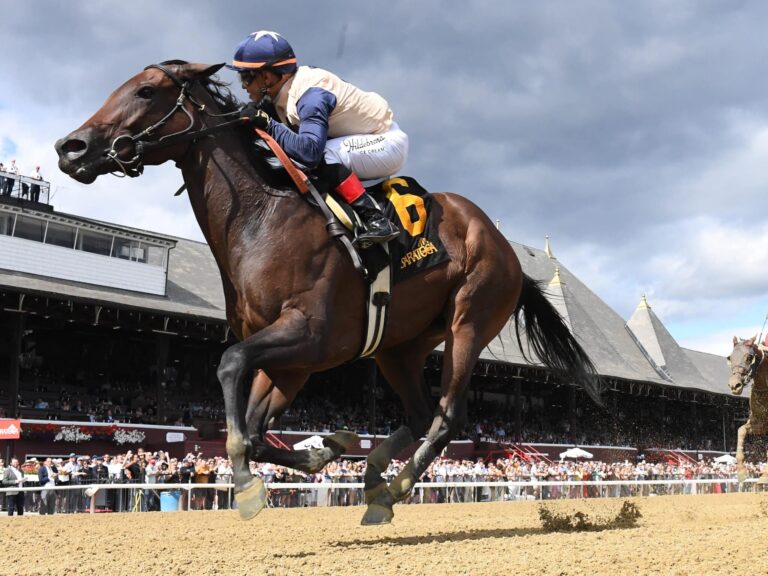 3yo filly Praying wins the 2025 Prioress (G3) at Saratoga | NYRA photo
