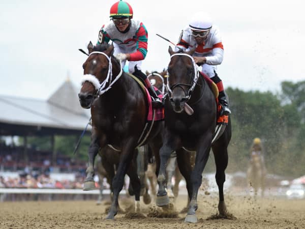 Yaupon (right) wins the Forego-G1 at Saratoga | NYRA photo