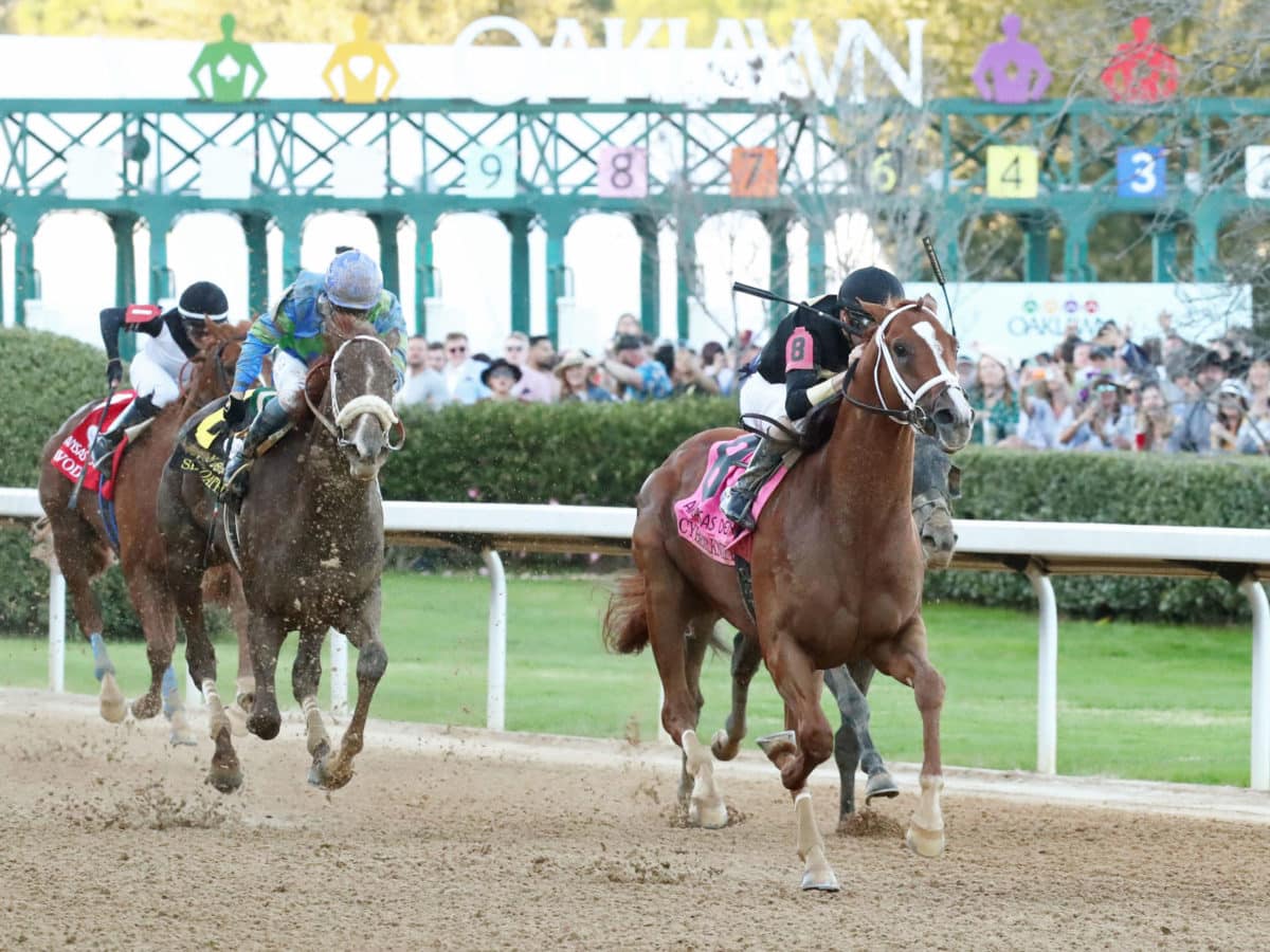 Cyberknife runs away from Secret Oath in the 2022 Arkansas Derby-G1 | Coady photo