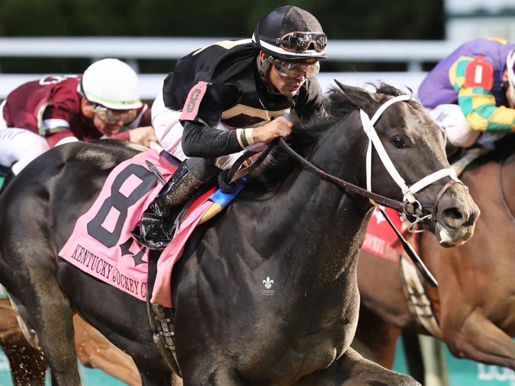 First-crop 2yo colt Instant Coffee captures the 2022 Kentucky Jockey Club S. (G2) at Churchill Downs | Coady photo