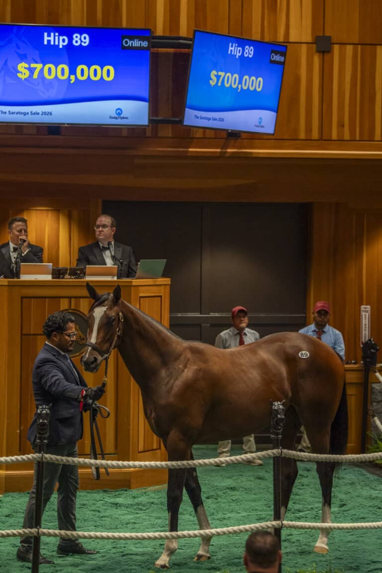 Hip 89, a filly o/o Spirit Dance sells to Pin Oak Stud for $700,000 At FT Saratoga | Kendall Wucker Photo