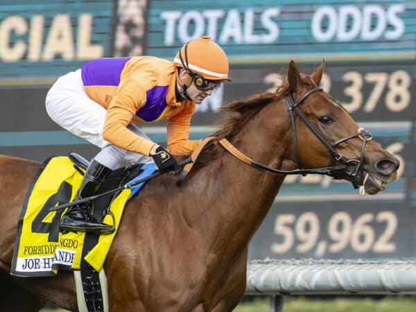 Forbidden Kingdom withstands a challenge from Dancing Buck to win the Joe Hernandez S. (G2) - Benoit Photo