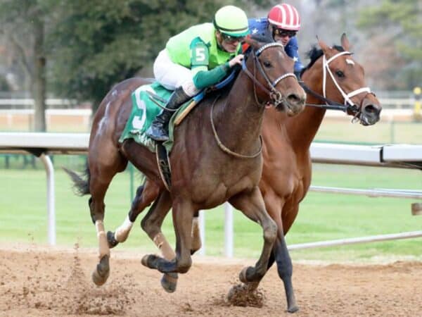 Ice Cold surges past Denim and Pearls to win the Year's End S. at Oaklawn Park - Coady photography