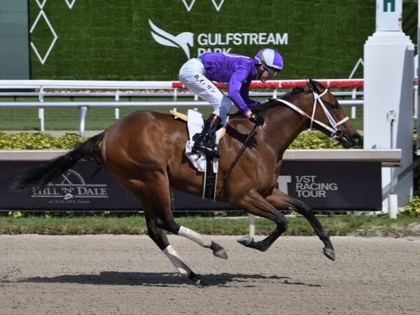 Launch gets her first stakes win in the 2024 Any Limit S. at Gulfstream Park - Lauren King photo