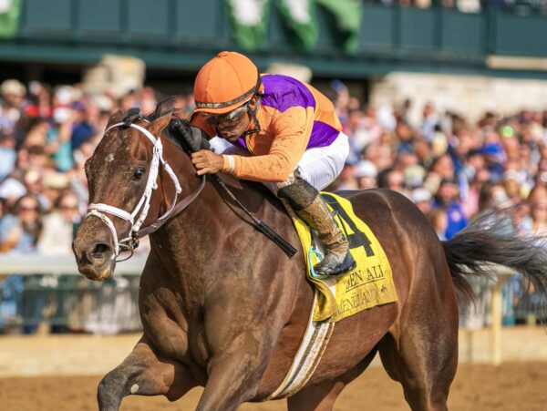 Kingsbarns and jockey Luis Saez cruise to victory in the 2024 Ben Ali S. (G3) | Casey Laughter photo