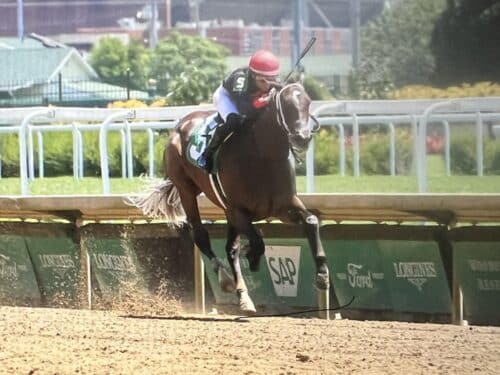 Authentic's Adeera winning her debut at Churchill Downs - Rickelle Nelson photo