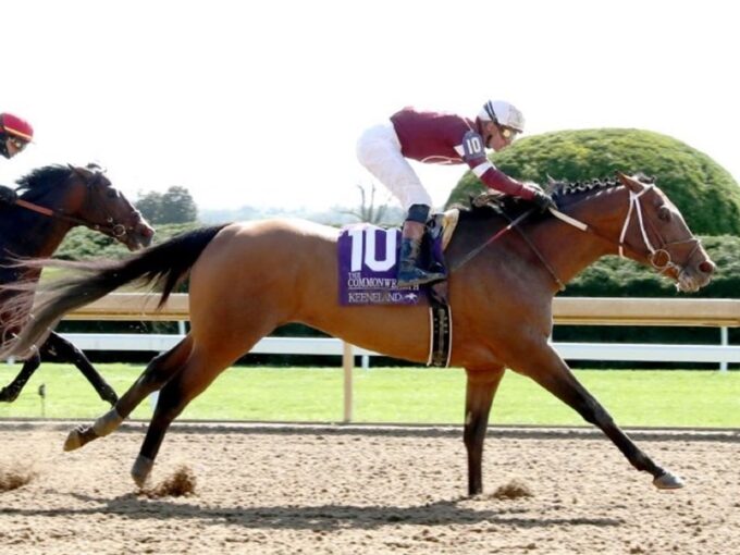 Extra Anejo strides clear to win the 2025 Commonwealth S. (G3) at Keeneland - Coady Media photo