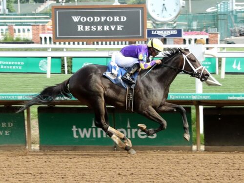 Rock Your World's first winner, Color Comin' In, scores by three lengths on May 15 at Churchill Downs - Coady Media