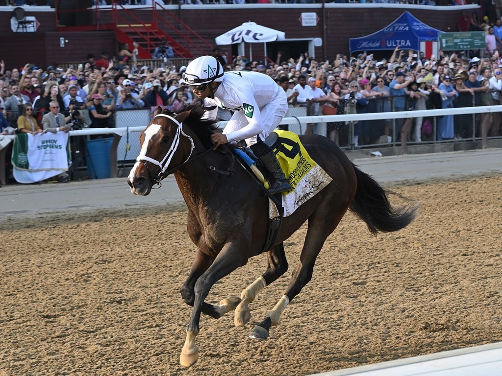Patch Adams pulls away to win the Woody Stephens S. (G1) at Saratoga - Chelsea Durand/NYRA
