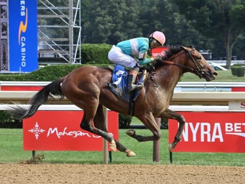 Dr. Agne floats to a debut TDN Rising Star win on July 11, 2025 at Saratoga - NYRA photo