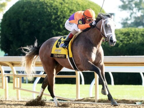 Ted Noffey wins the Breeders' Futurity (G1) at Keeneland for his second G1 win - Renee Torbit/Coady