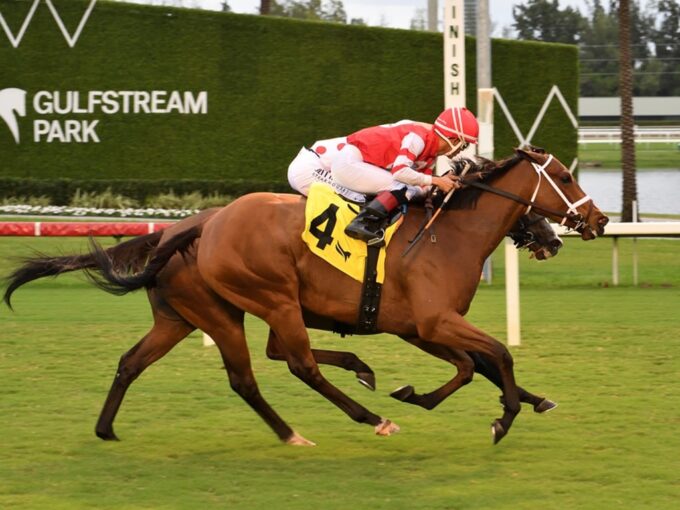Destino d'Oro surges past And One More Time to win the Tropical Park Oaks at Gulfstream - Lauren King