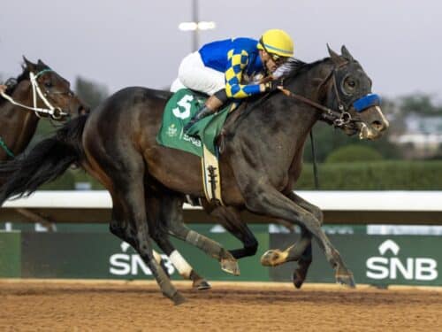 Imagination rolls home in the $2M Riyadh Sprint on Feb. 14, 2026 - Jockey Club of Saudi Arabia photo