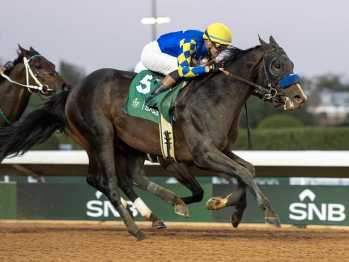 Imagination rolls home in the $2M Riyadh Sprint on Feb. 14, 2026 - Jockey Club of Saudi Arabia photo