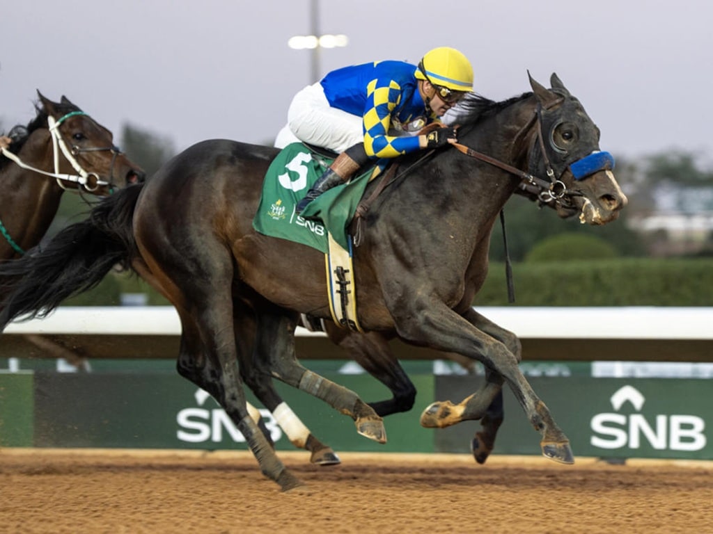 Imagination rolls home in the $2M Riyadh Sprint on Feb. 14, 2026 - Jockey Club of Saudi Arabia photo