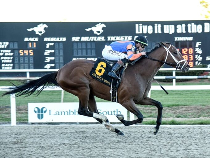 Into Mischief's Renegade clears off late to win the Sam F. Davis S. - SV photography