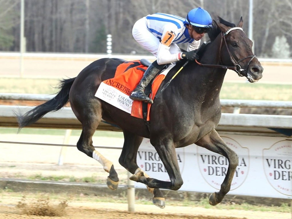 Incredibolt scores a four-length victory in the 2026 Virginia Derby - AShley Phillips/Coady Media