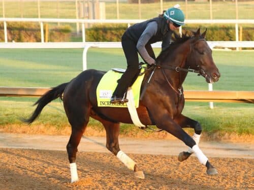 Incredibolt gallops in the sunshine on April 23 at Churchill Downs - Steven Ibanez
