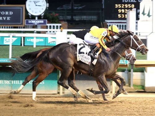 Eclatant battles to victory over Foie Gras in the 2026 Chicago S. (G2) at Churchill Downs - Coady Media photo