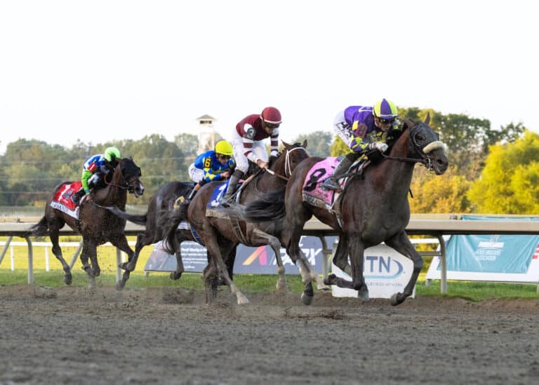 Baeza wins the $1,000,000 Grade I Pennsylvania Derby | Photo by Taylor Ejdys/EQUI-PHOTO.