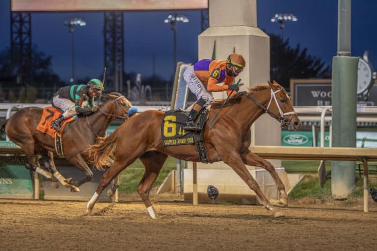 Further Ado wins the 2025 G2 Kentucky Jockey Club Stakes at Churchill Downs