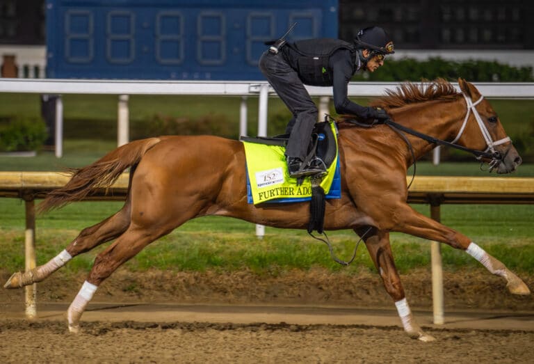 Further Ado shows off his stride while working out ahead of the 2026 Kentucky Derby