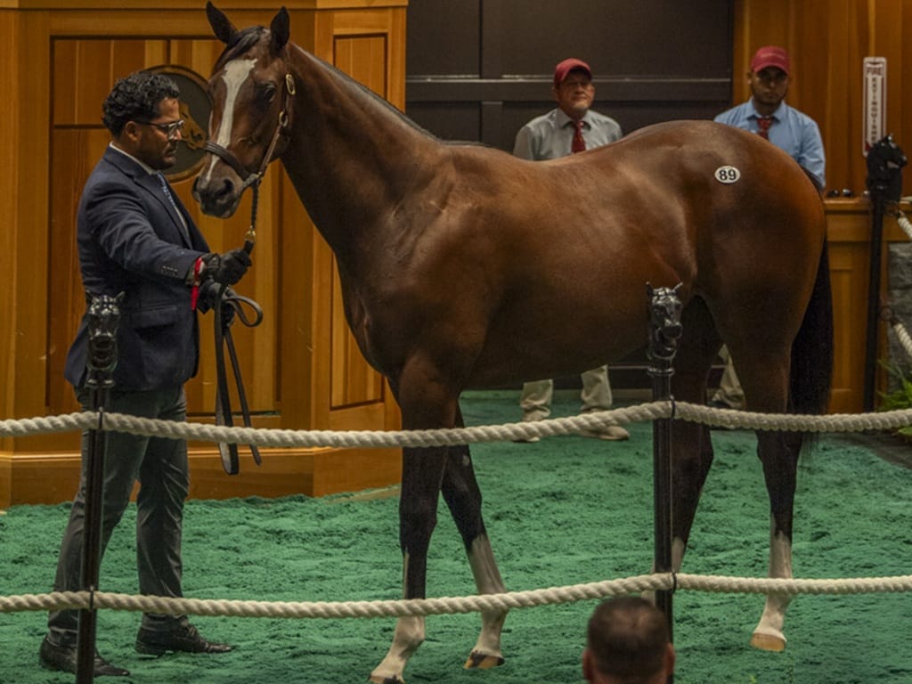 Forte's $700,000 filly in the auction ring at the F-T Saratoga Yearling sale - Kendall Wucker