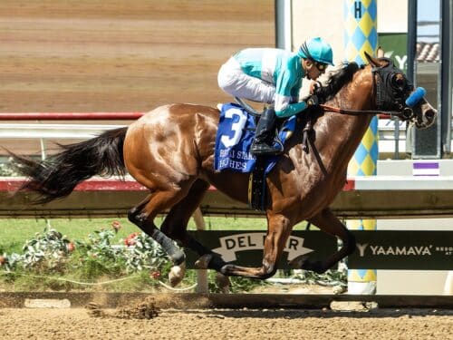 Hughes and jockey Juan Hernandez win the Grade III, $150,000 Best Pal Stakes, Saturday, August 8, 2026 at Del Mar Thoroughbred Club, Del Mar CA. © BENOIT PHOTO