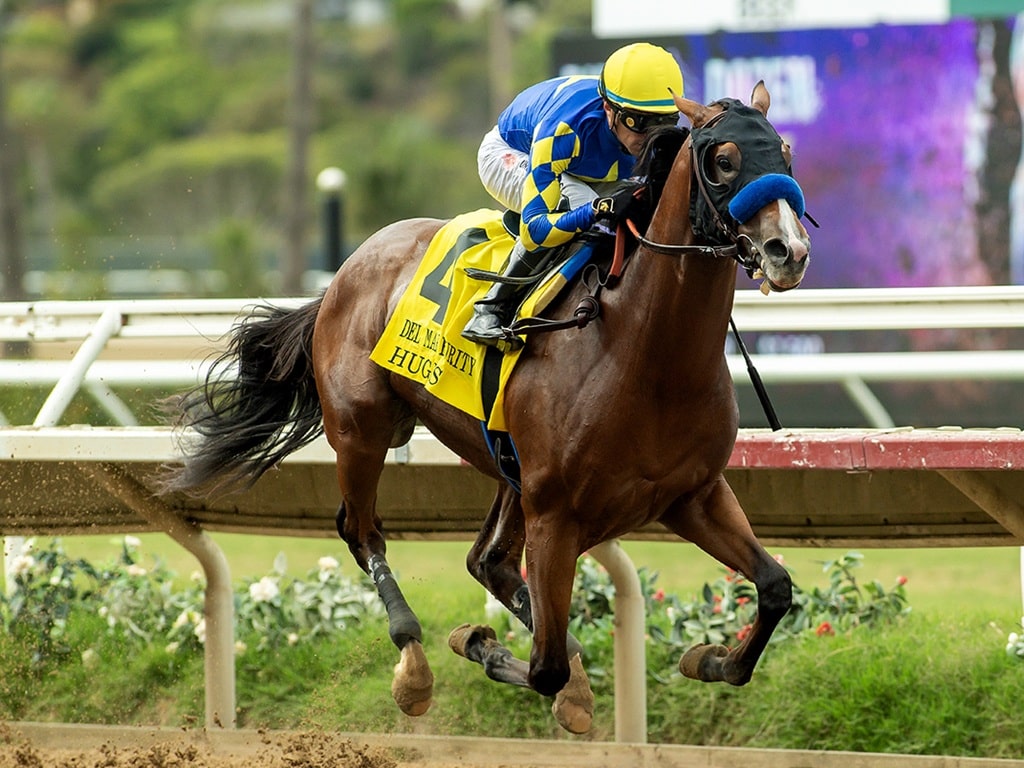 Hughes and jockey Juan Hernandez win the Grade I, $300,000 Del Mar Futurity, Sunday, September 6, 2026 at Del Mar Thoroughbred Club, Del Mar CA. © BENOIT PHOTO
