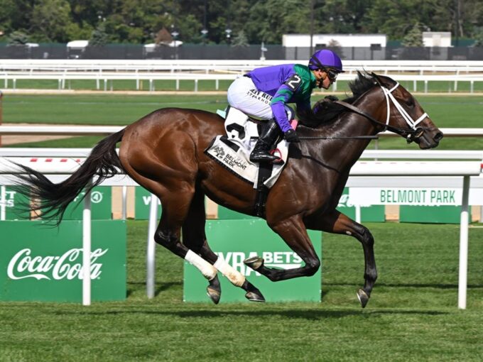 Scalene rolls late to win the Bertram Bongard S. - Susie Raisher/NYRA